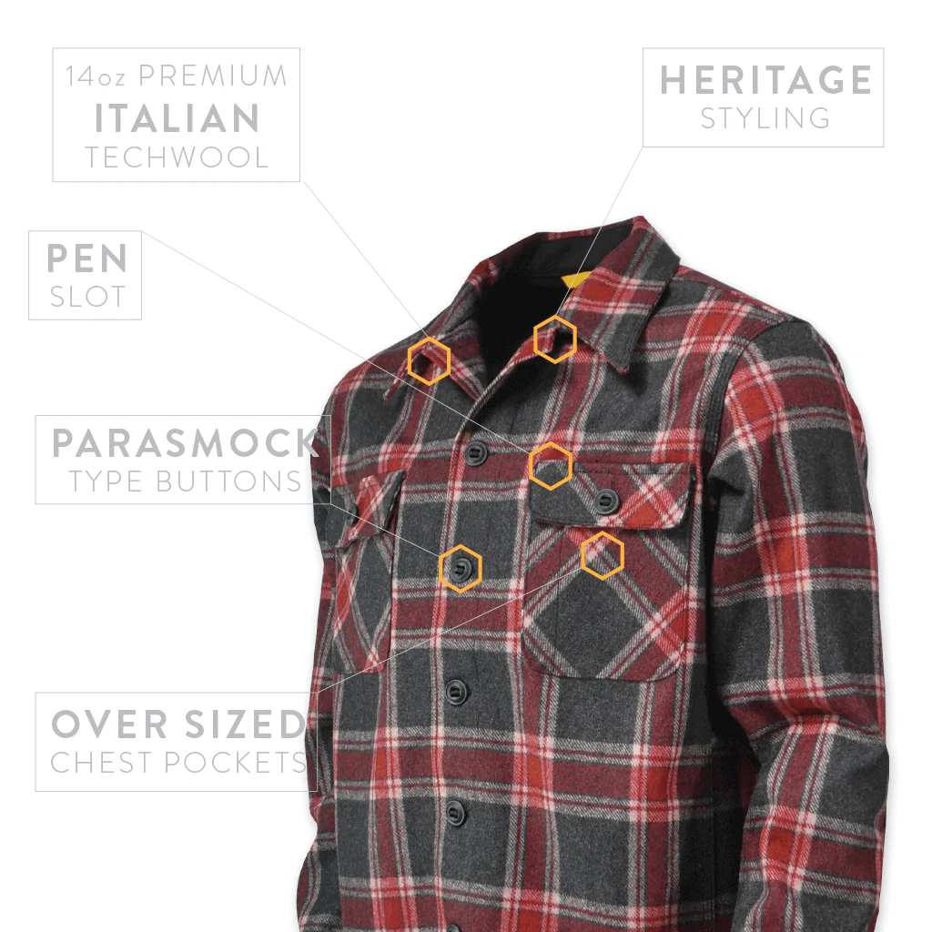 DRB Woodsman Shirt - Red Plaid Techwool - Image 4