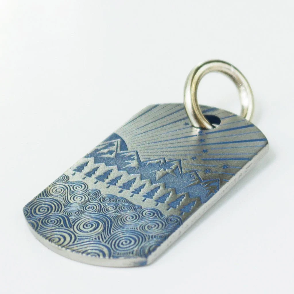 Steel Flame Titanium Dog Tag - All Terrain/Gray Knights with Jump Ring - Image 2