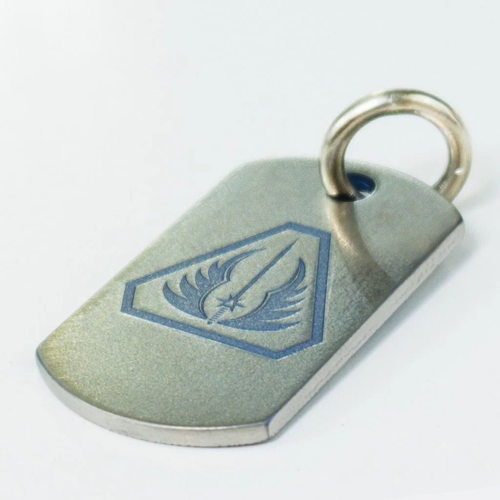 Steel Flame Titanium Dog Tag - All Terrain/Gray Knights with Jump Ring - Image 4