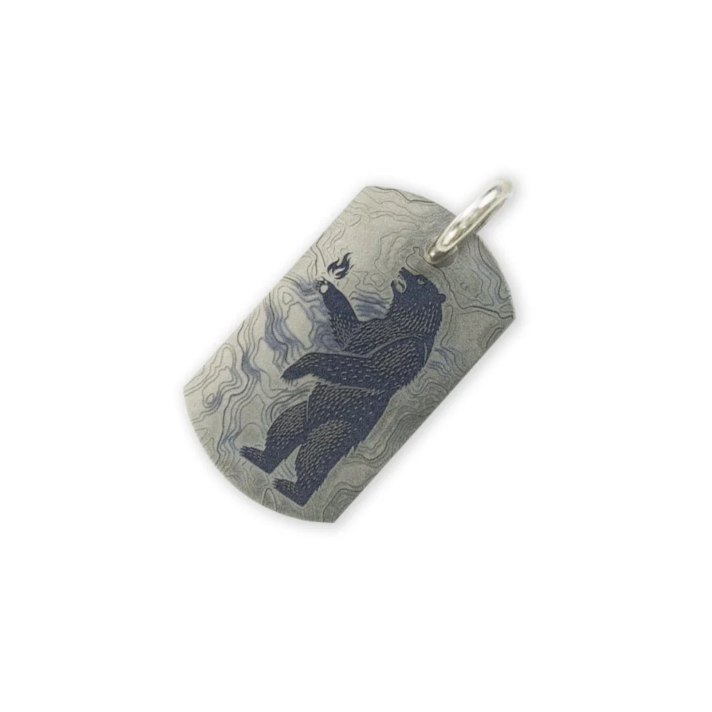 Steel Flame Titanium Dog Tag - PDW Logo All Terrain / IGNEM FERAM v2 with Jump Ring